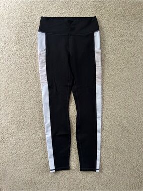 Fabletics Black Leggings with White Side Panels